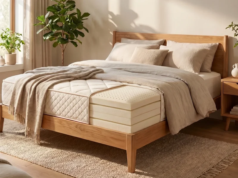 Custom natural latex mattress by Sleeping Organic with visible latex layers